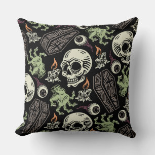 Coussin Grunge Halloween éffrayant Design crâne