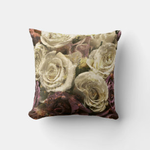 Coussin Grunge, roses, photo