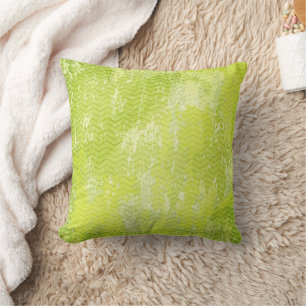 Coussin Grunge vert chevron motif moderne
