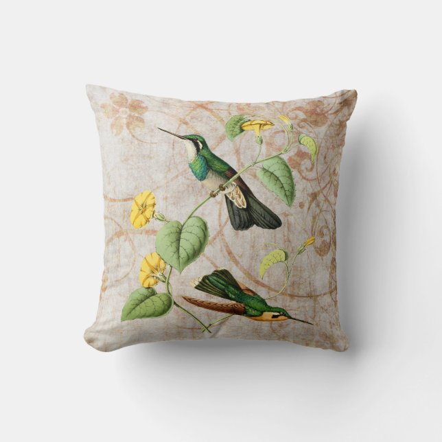 Coussin grunge vintage de colibri de gemme de (Recto)