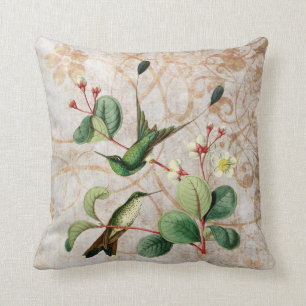 Coussin grunge vintage de colibri de queue de