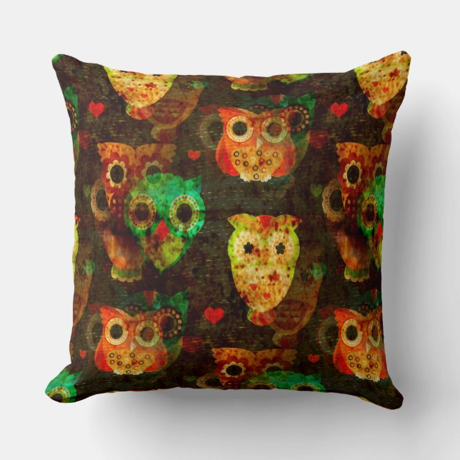 Coussin Grungy Owls seamless pattern (Recto)