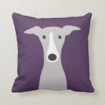 Coussin Gryhound, Greyhound italien ou Whippet Dog Violet<br><div class="desc">Gris gris et blanc de caricatures grises, gris brun ou gris noir. Ce mignon oreiller de lancer de amoureux des chiens ajoute un accent décoratif amusant à votre canapé ou à votre lit. Un cadeau parfait pour tous les amoureux de Greyhound, Whippet et Iggy. Ce coussin violet est également disponible...</div>