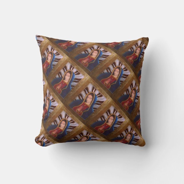 Coussin Guadalupe Bleu et Or (Recto)