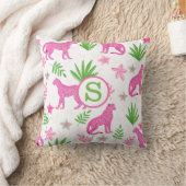 Coussin Guépard Floral Monogramme Rose Prépa (Couverture)