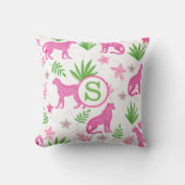 Coussin Guépard Floral Monogramme Rose Prépa (Recto)