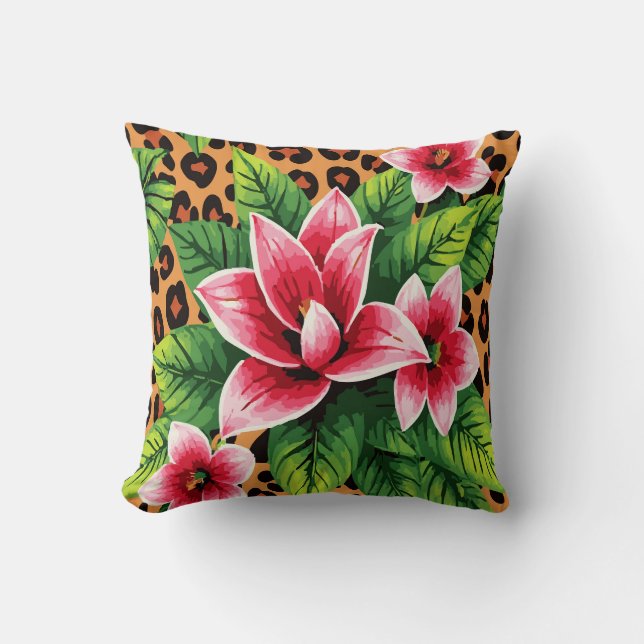Coussin Guépard & Fusion Florale – Impression Animale Auda (Recto)