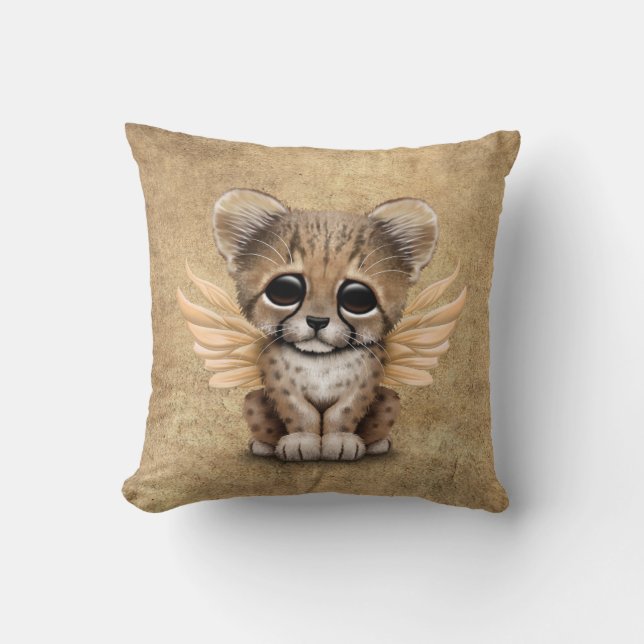 Coussin Guépard mignon CUB avec les ailes féeriques (Recto)