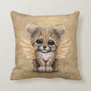 Coussin Guépard mignon CUB avec les ailes féeriques