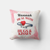 Coussin Guérir avec des Câlins et des Bisous I Stéthoscope (Recto)