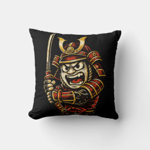 Coussin Guerrier Samouraï Japonais Armure Rouge Art de Des