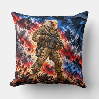 Coussin Guerrier tactique aigle américain chauve Lancer de