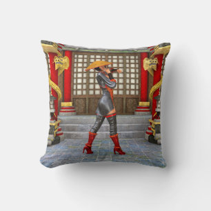 Coussin Guerrière asiatique Fantasy Samouraï Création arti