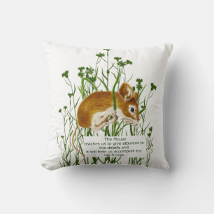 Coussin Guide de l'Esprit Totem animal de la souris Aquare