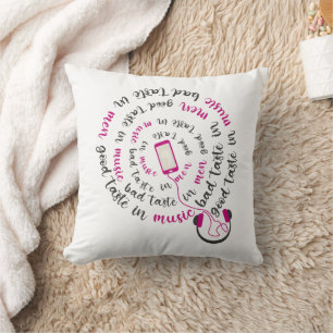 Coussin Guillemet de fille Bon goût en musique mauvais goû