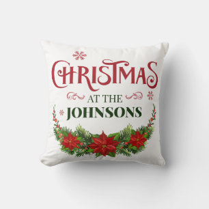 Coussin Guimauve de Noël Élégante Nom de Famille