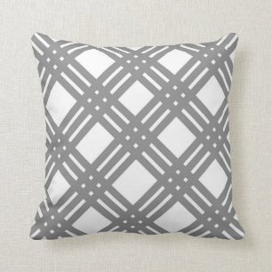 Coussin Guingan gris et blanc