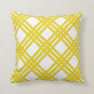 Coussin Guingan jaune et blanc