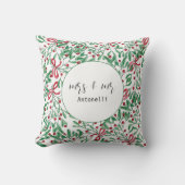 Coussin Guirlande de Noël rustique à l'aquarelle peinte à (Recto)