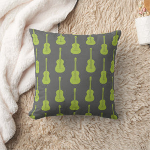 Coussin Guitare acoustique grunge verte lime à pois