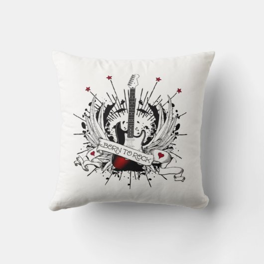 Coussin Guitare cool Rock and Roll Kids Née à Rock Music (Verso)