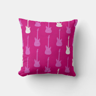Coussin Guitare électrique classique grungeuse rose pois b