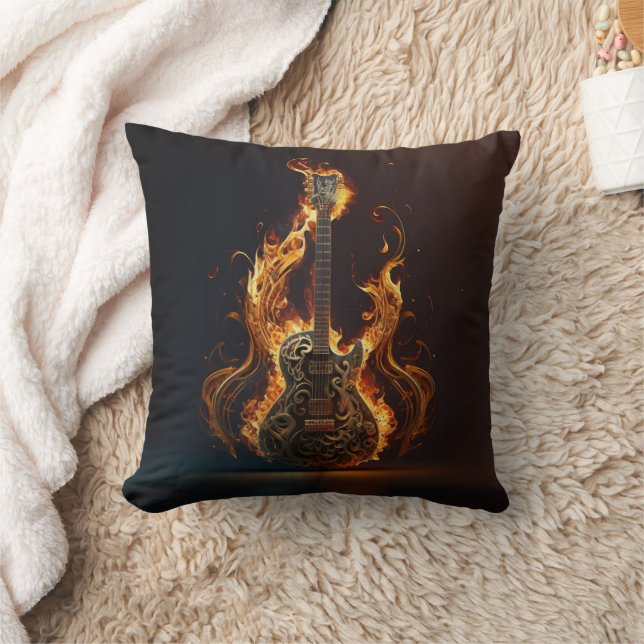 Coussin Guitare électrique en feu (Couverture)