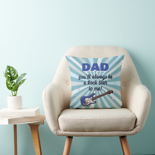Coussin Guitare Électrique Papa Rock Star Fun Bleu (Chaise)