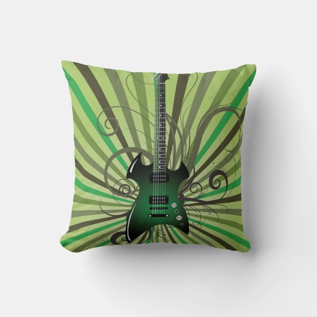 Coussin Guitare électrique verte (Recto)