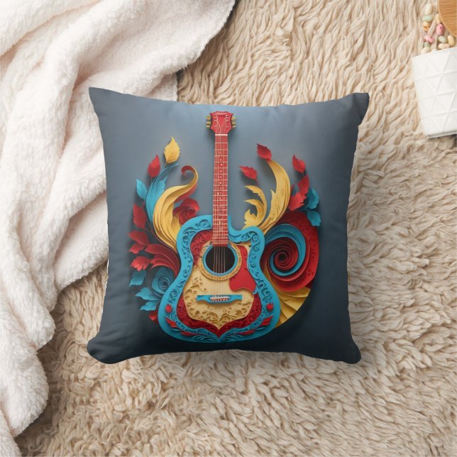 Coussin Guitare Imaginaire colorée (Couverture)
