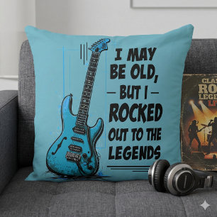 Coussin Guitare Vintage Légende du Rock Rétro Musique Nost