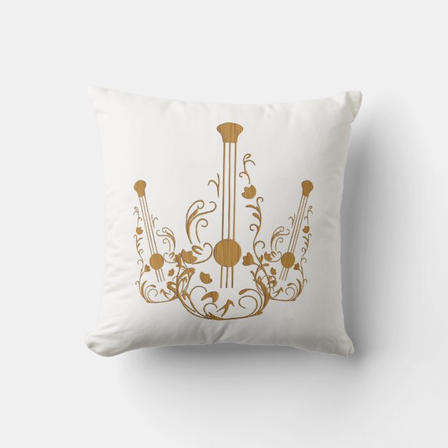 Coussin Guitares en bois sculpté (Recto)