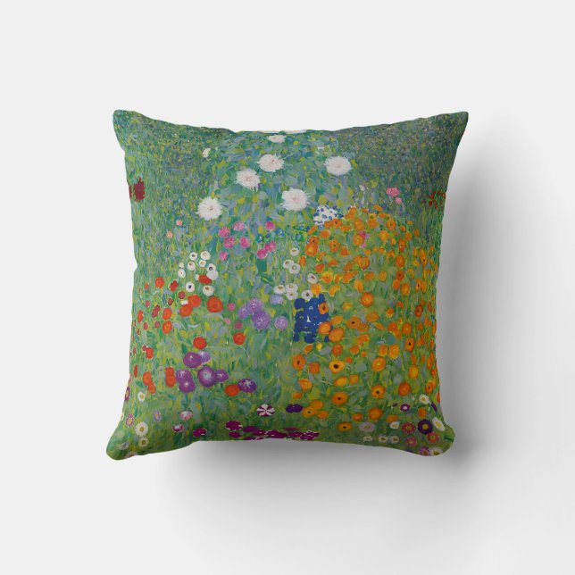 Coussin Gustav Klimt Bauerngarten Flower Garden Art (Verso)