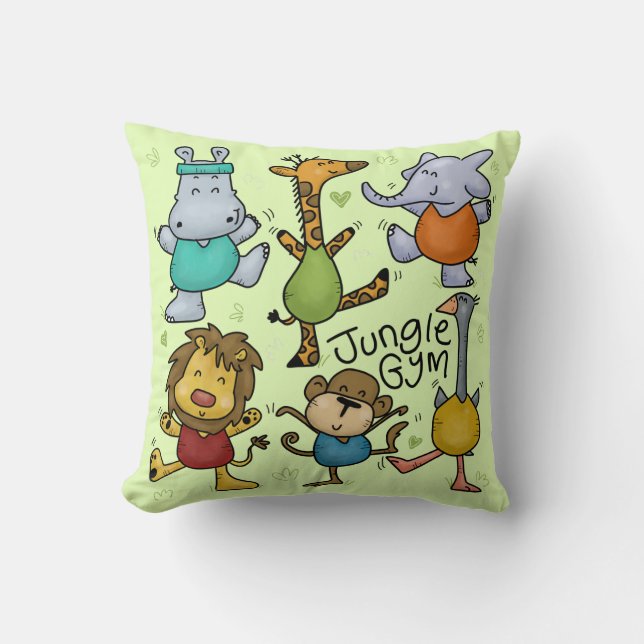 Coussin Gymnase Jungle Exercice Animaux (Recto)