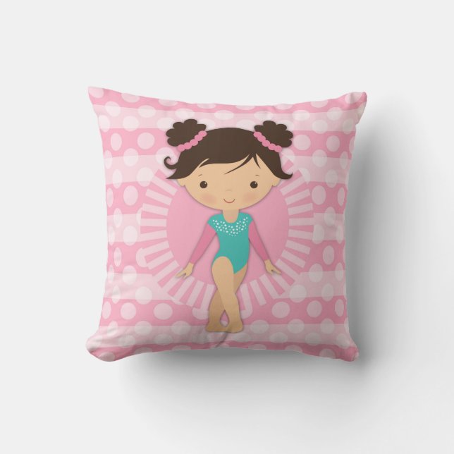 Coussin Gymnaste - Gymnastique mignonne Rose Turquoise (Recto)
