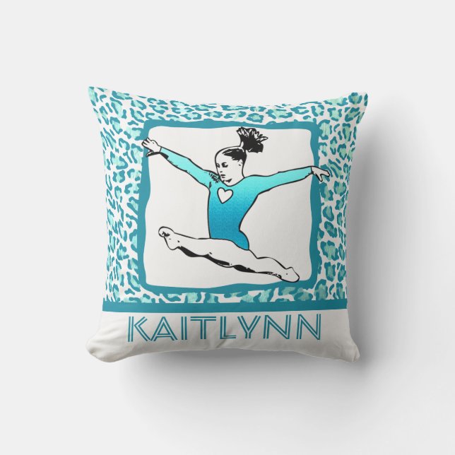 Coussin Gymnastique d'impression de guépard en turquoise (Recto)