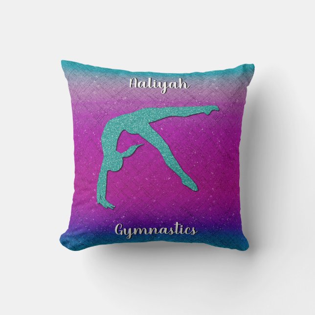 Coussin Gymnastique fille Turquoise Magenta Ombre (Recto)