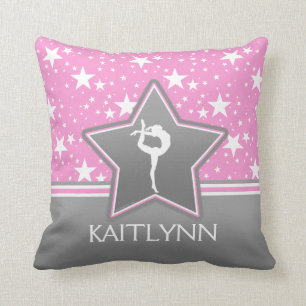 Coussin Gymnastique parmi les étoiles dans le rose avec