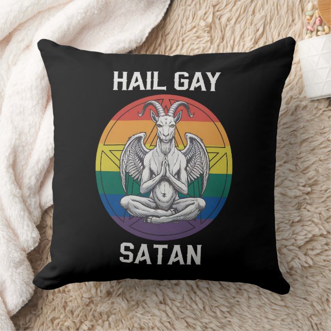 Coussin Hail Gay Satan Funny Goth Gothique Goat LGBTQ (Couverture)