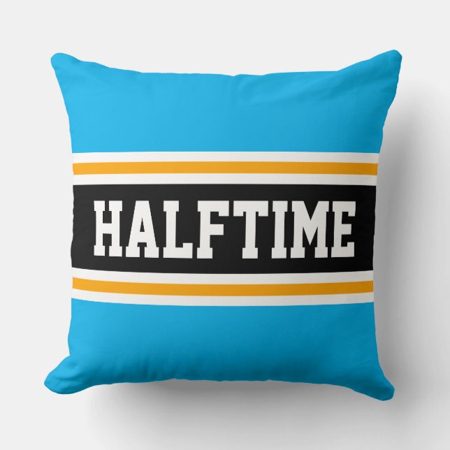 Coussin HALFTIME Fun Sky Bleu Jaune Noir Sportif Stripes (Recto)