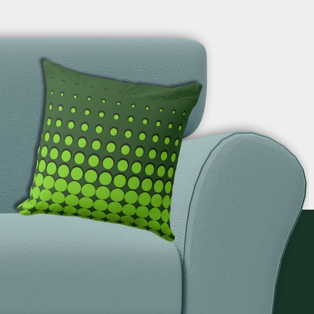 Coussin Halftones vertes modernes (Modern Green Ascending Halftones Throw Pillow)