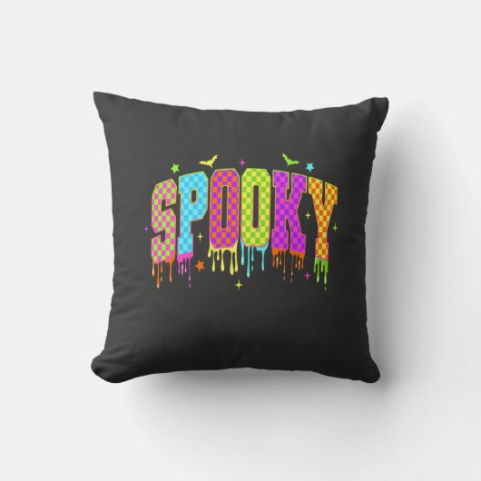 Coussin Halloween à carreaux effrayant (Recto)