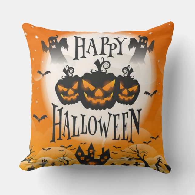 Coussin Halloween amusant et effrayant (Recto)