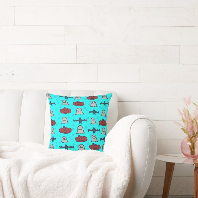Coussin Halloween amusant Imprimer en bleu (Canapé)