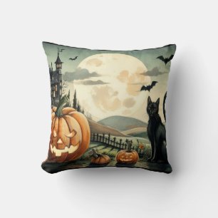 Coussin Halloween/Automne/Automne/citrouille/chat