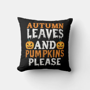 Coussin Halloween Autumn Leaves and Pumkins Birthday