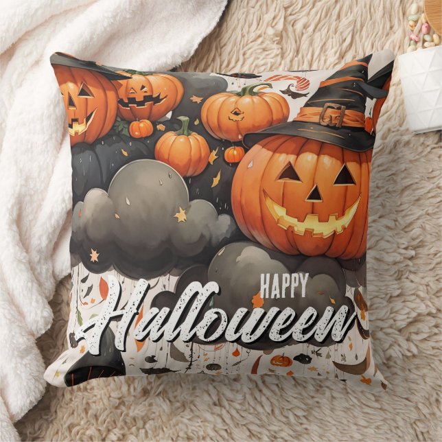 Coussin Halloween ballon éffrayant jack'o'lantern (Couverture)