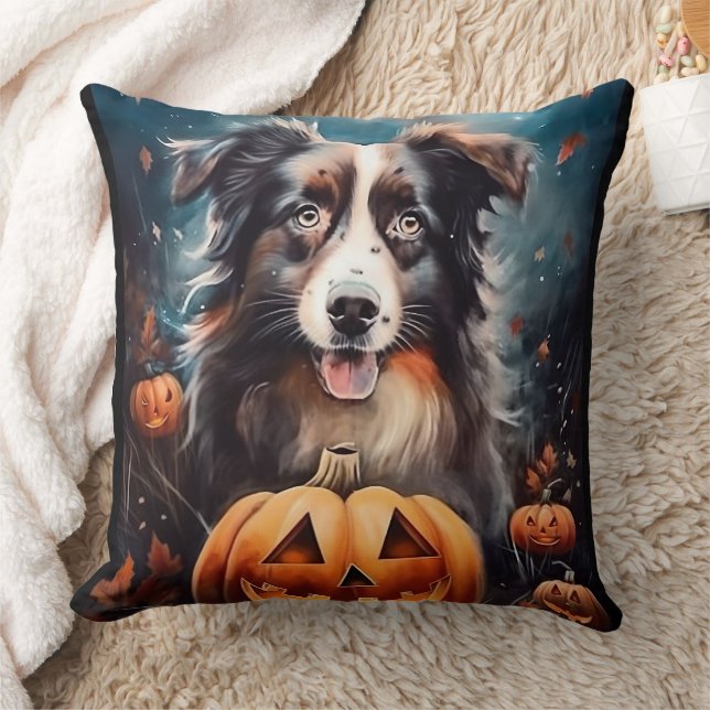 Coussin Halloween Berger Australien Avec La Peur Citrouill (Couverture)