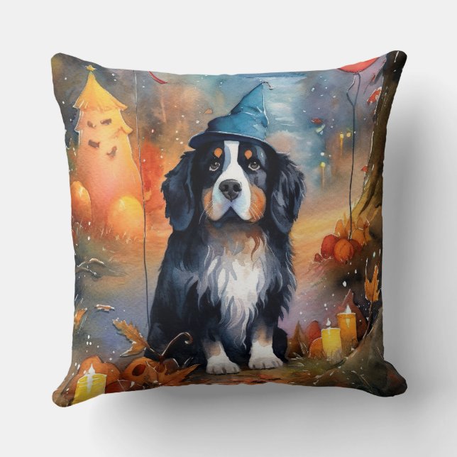 Coussin Halloween Bernois avec citrouilles effrayant  (Verso)