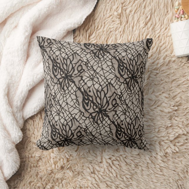 Coussin Halloween Black Lace Spider Web sans couture (Couverture)
